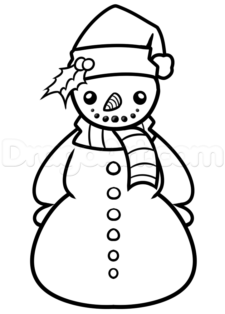 721x1005 Drawing A Snowman Step - Easy Mistletoe Drawing