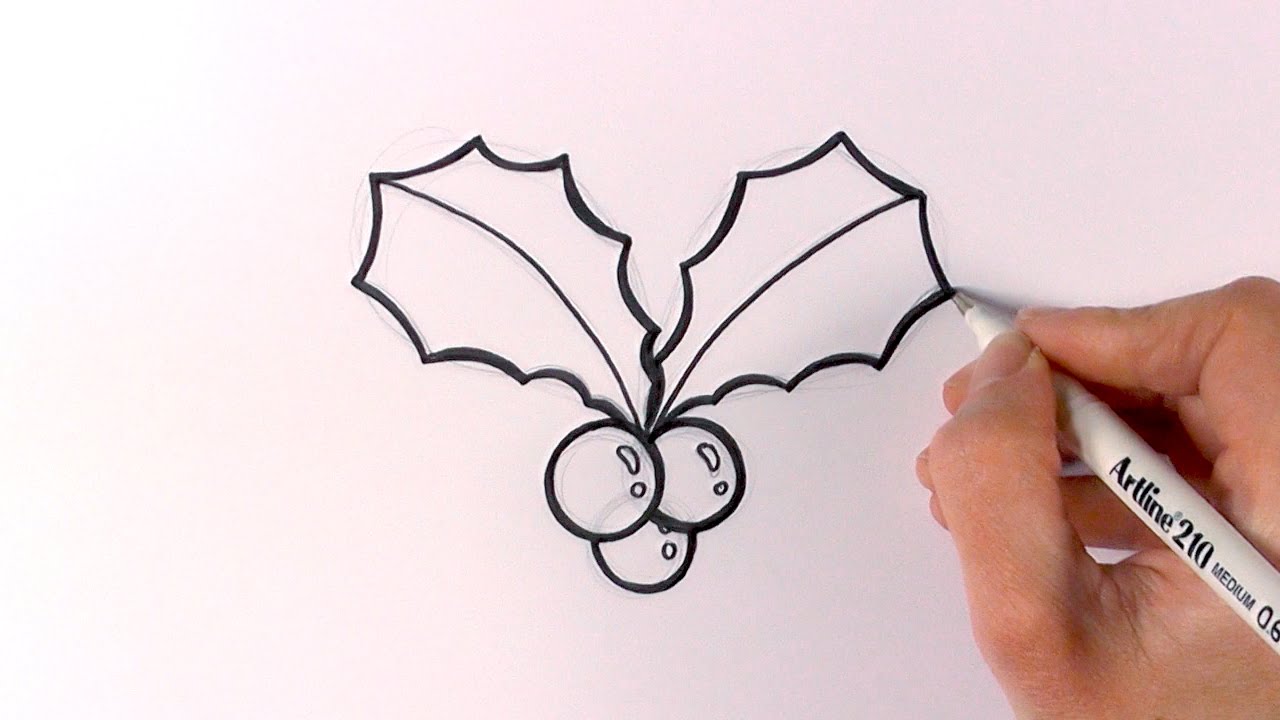 1280x720 How To Draw Cartoon Christmas Mistletoe - Easy Mistletoe Drawing