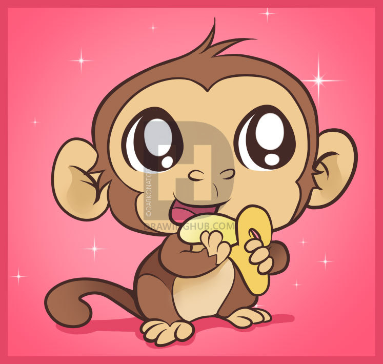 747x710 How To Draw An Easy Monkey, Step - Easy Monkey Drawing Step By Step