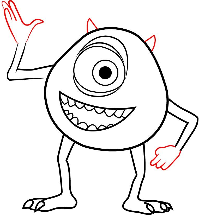 763x826 How To Draw Mike Wazowski Art - Easy Monster Drawings