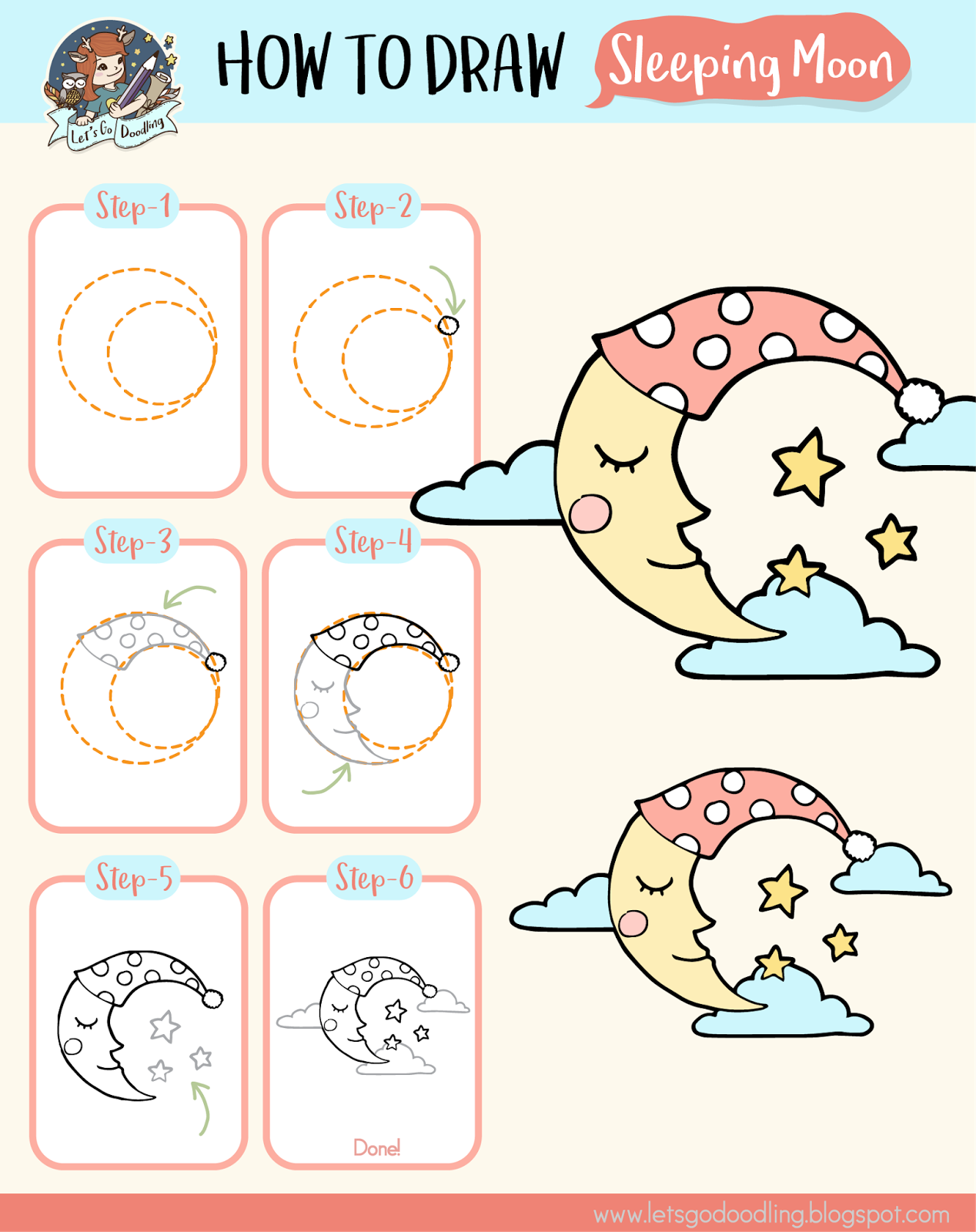 1268x1600 How To Draw Sleeping Moon - Easy Moon Drawing