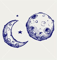 236x248 Moon Pencil Drawing - Easy Moon Drawing