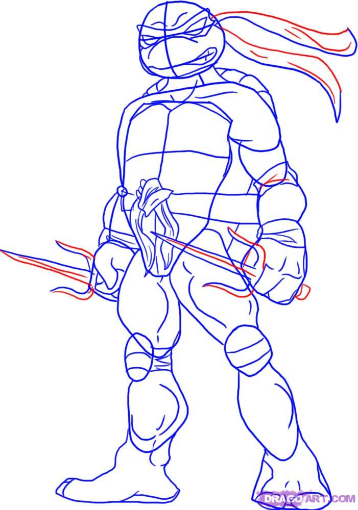 701x1000 How To Draw Raphael From Teenage Mutant Ninja Turtles, Step - Easy Ninja Turtle Drawing