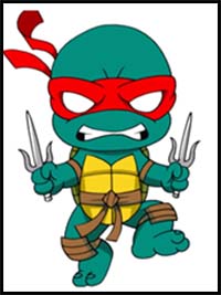 200x267 How To Draw Teenage Mutant Ninja Turtles Cartoon Characters - Easy Ninja Turtle Drawing