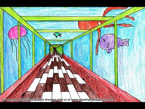 480x360 How To Draw A One Point Perspective Aquarium Step - Easy One Point Perspective Drawing