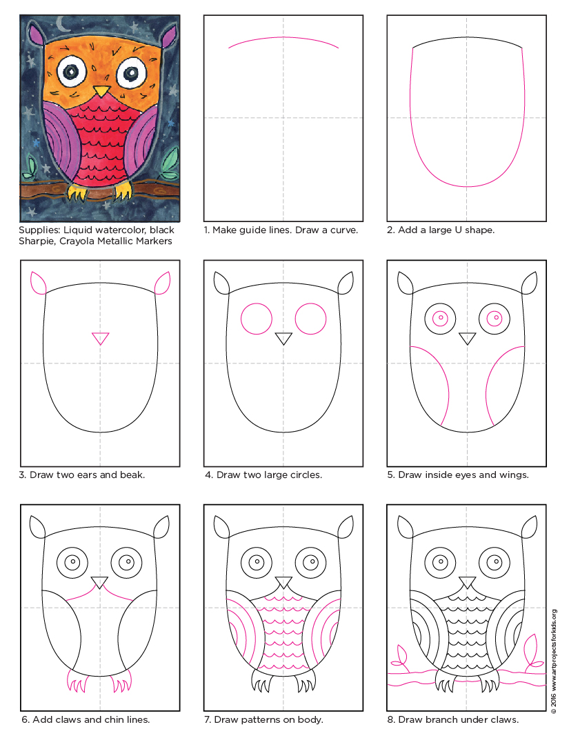 825x1070 How To Draw An Owl Art Projects For Kids - Easy Owl Drawing Step By Step