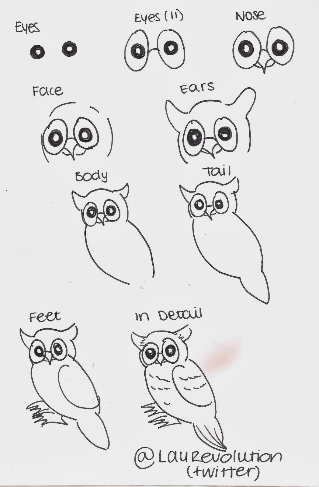 Simple Owl Drawing Step By Step