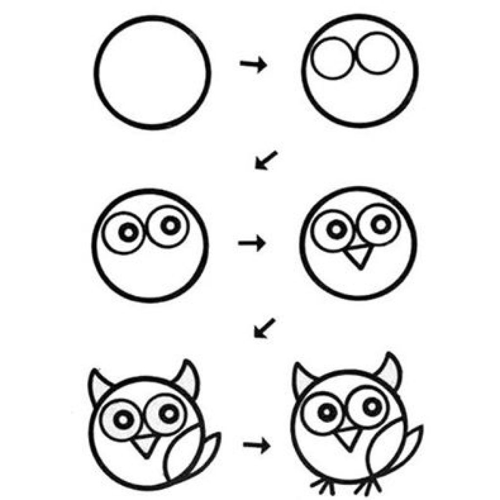 1024x1024 easy owl drawing how to draw an youtube attachment - Easy Owl Drawing Step By Step