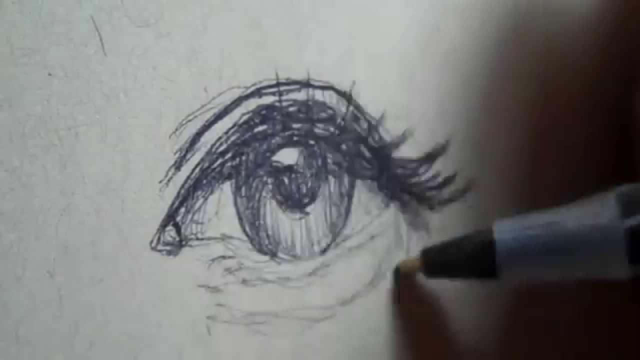 1280x720 Drawing A Quick Simple Eye With Ballpoint Pen - Easy Pen Drawings