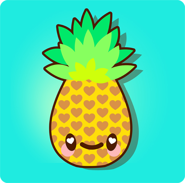 600x596 How To Draw A Simple, Super Kawaii Pineapple In Adobe Illustrator - Easy Pineapple Drawing
