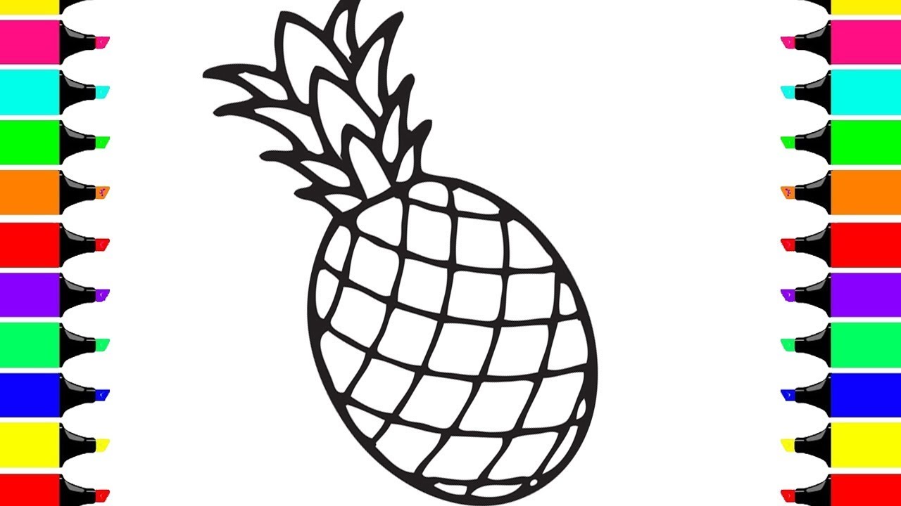 1280x720 how to draw pineapple for kids pineapple drawing coloring - Easy Pineapple Drawing