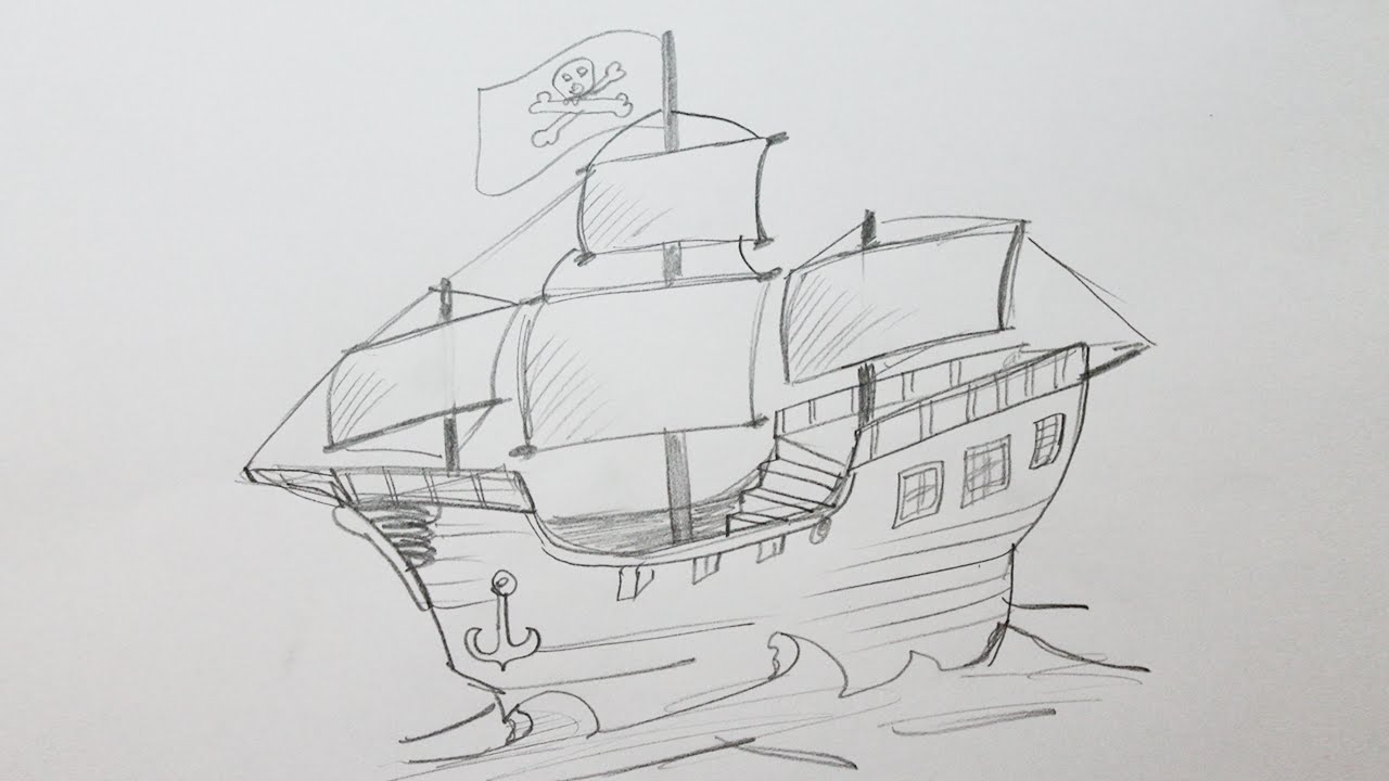 1280x720 How To Draw A Pirate Ship - Easy Pirate Ship Drawing