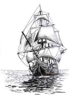 Easy Pirate Ship Drawing at PaintingValley.com | Explore collection of ...