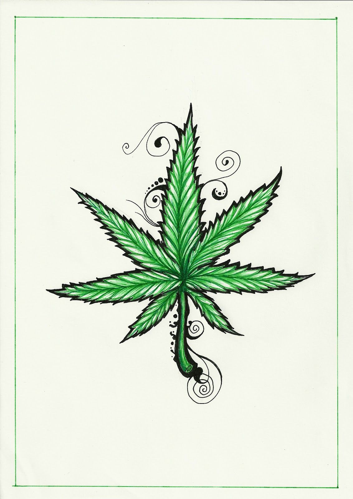 Easy Pot Leaf Drawing at PaintingValley.com | Explore collection of