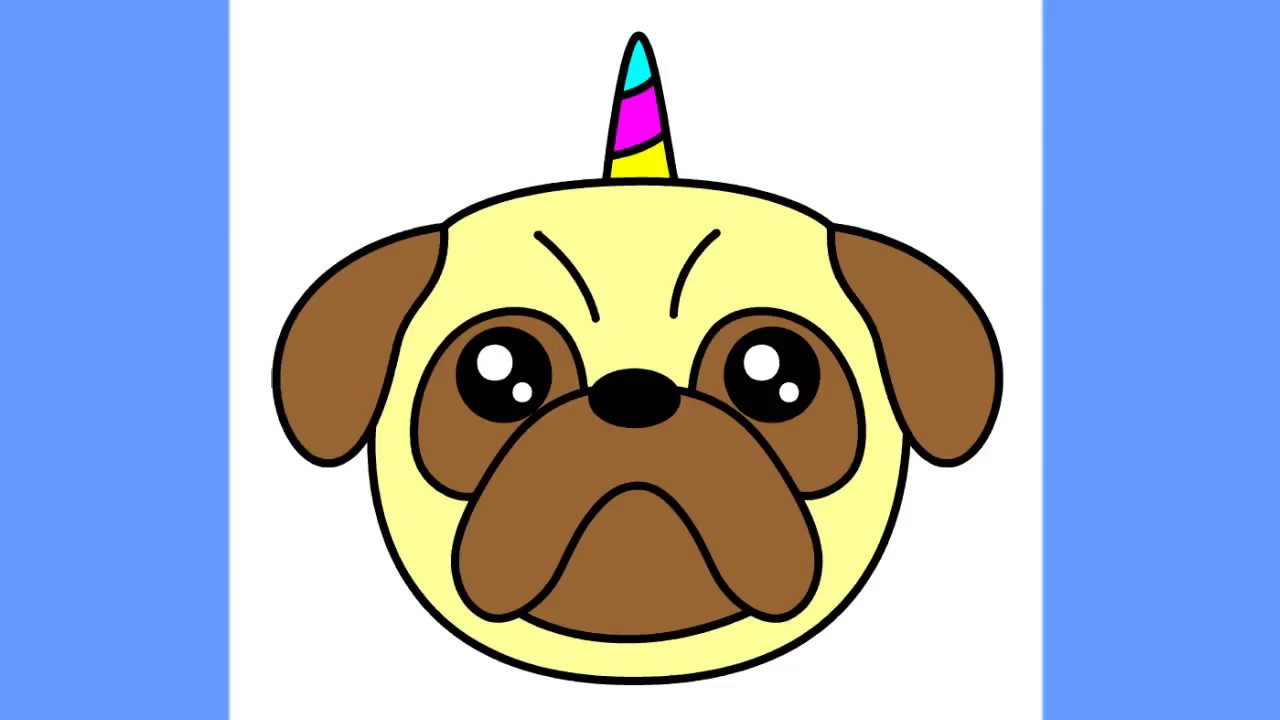 1280x720 How To Draw Pug Unicorn Cute And Easy For Kids - Easy Pug Drawing