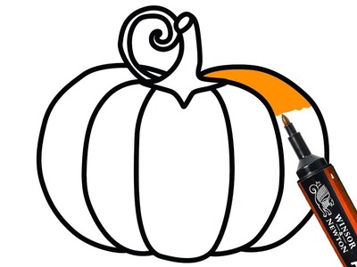 400x300 draw, how to draw and color easy pumpkin, art for kids, bodraw - Easy Pumpkin Drawing