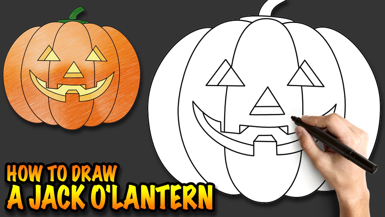 1280x720 How To Draw A Jack O'lantern - Easy Pumpkin Drawing