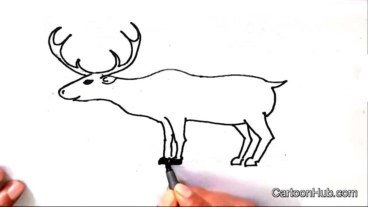 1280x720 How To Draw A Reindeer In Easy Steps For Children, Kids - Easy Reindeer Drawing