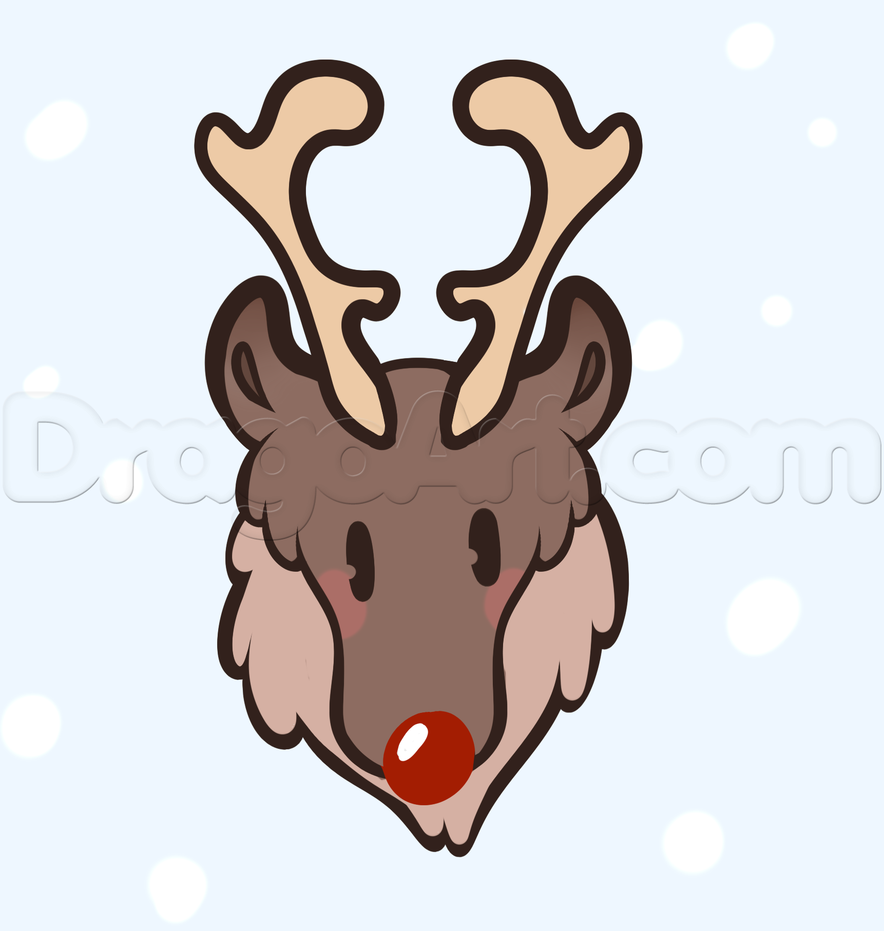 1722x1814 Draw An Easy Reindeer Head, Step - Easy Reindeer Drawing