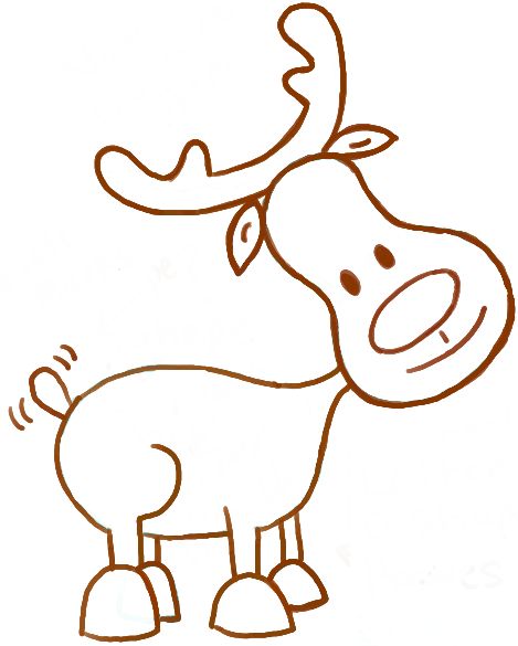 469x585 Easy To Draw Reindeer Face - Easy Reindeer Drawing