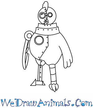 300x350 How To Draw Robot Chicken - Easy Robot Drawing