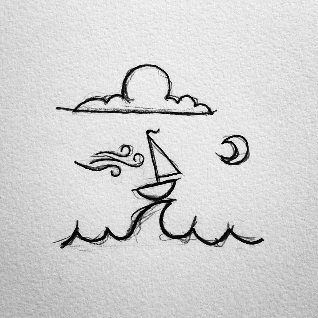 1080x1080 Simple Boat Drawing - Easy Sailboat Drawing