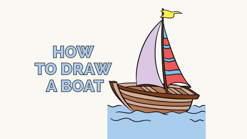 1024x576 Superior Easy Boats To Draw How A Boat In Few Steps Drawing Guides - Easy Sailboat Drawing