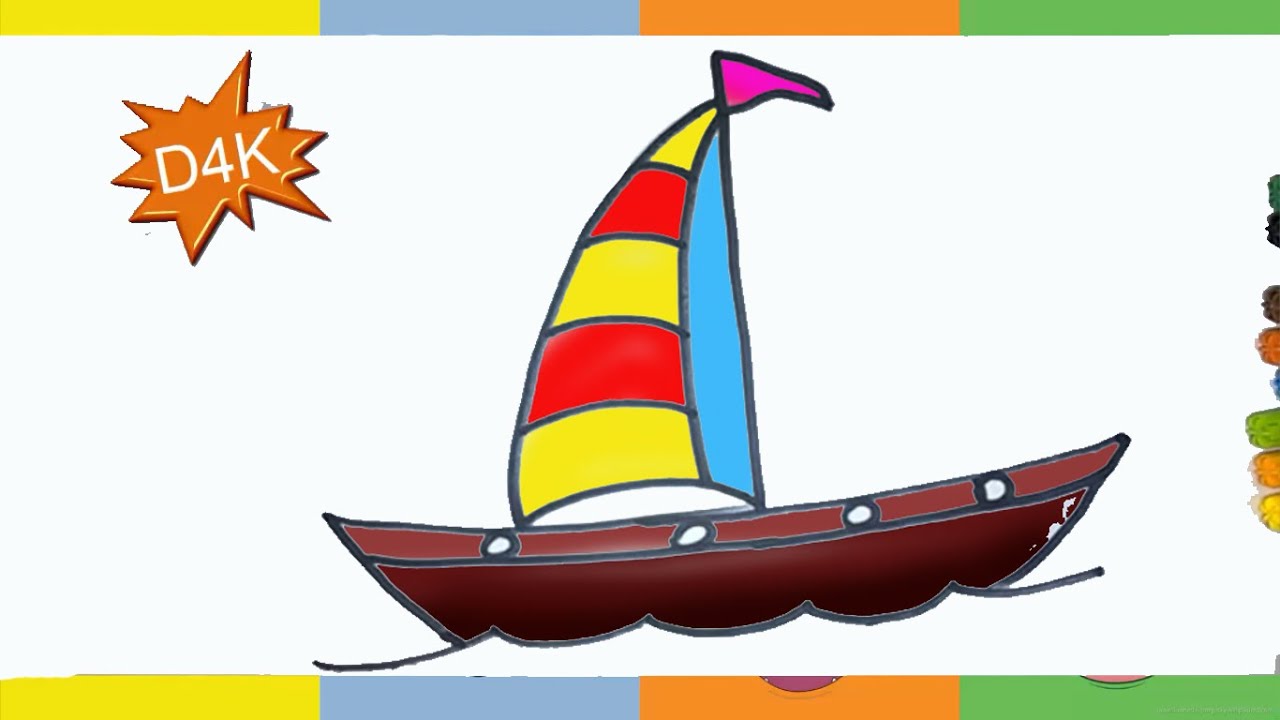 1280x720 How To Draw Sailboat Step - Easy Sailboat Drawing