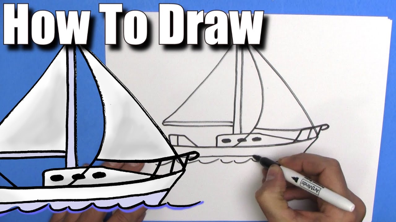 1280x720 How To Draw A Sailboat Step - Easy Sailboat Drawing