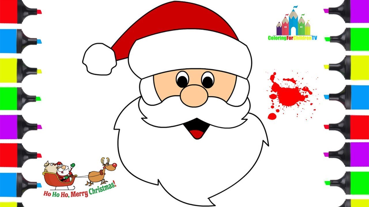 1280x720 How To Draw Santa Clause Face Easy Coloring Pages Christmas - Easy Santa Drawing