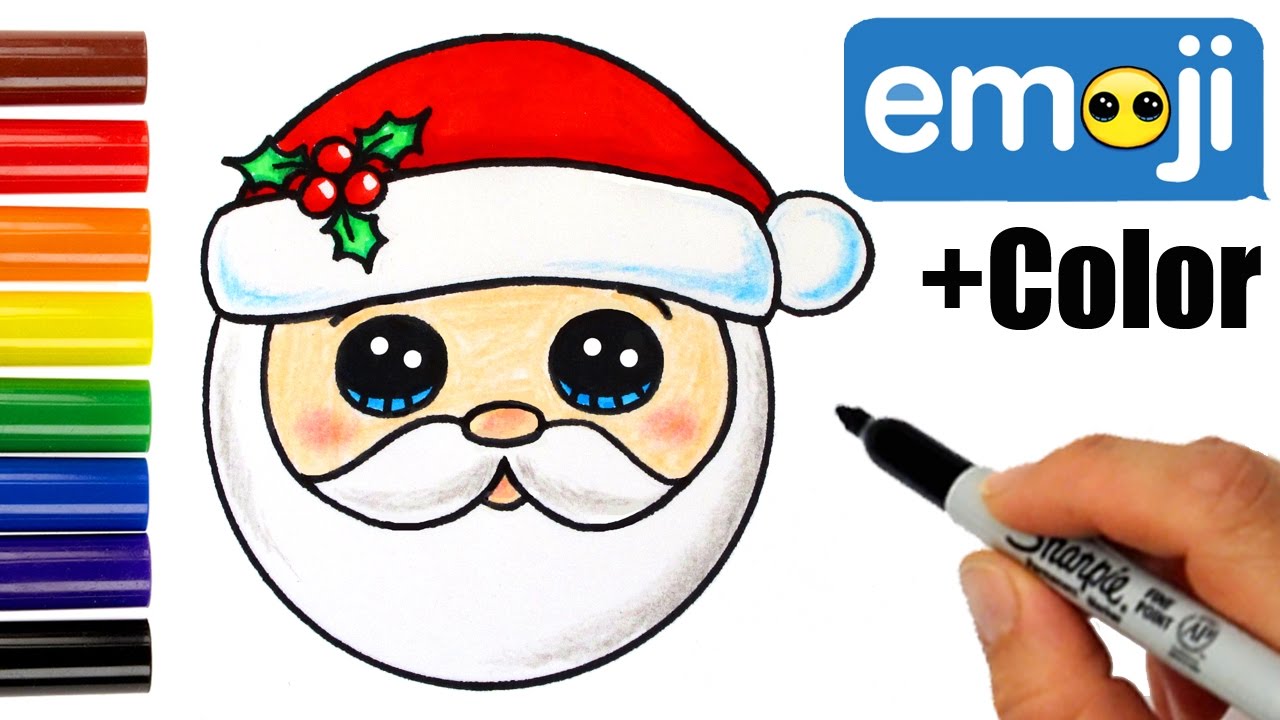 1280x720 How To Draw Santa Head Emoji Super Easy - Easy Santa Drawing