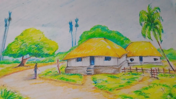 570x320 Natural Scenery Drawing Easy How To Draw - Easy Scenery Drawing For Kids