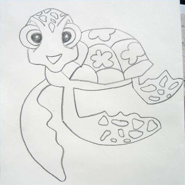 600x600 How To Draw A Sea Turtle From Finding Nemo Our Pastimes - Easy Sea Turtle Drawing