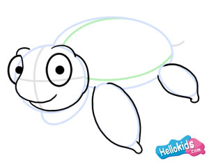 300x233 How To Draw How To Draw A Sea Turtle - Easy Sea Turtle Drawing