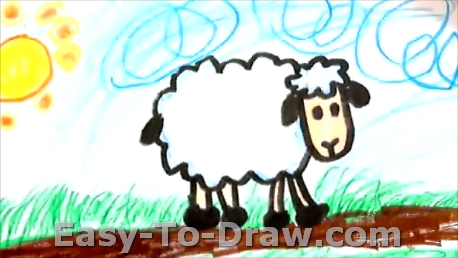 458x258 How To Draw A Cartoon Sheep For Kids Easy - Easy Sheep Drawing