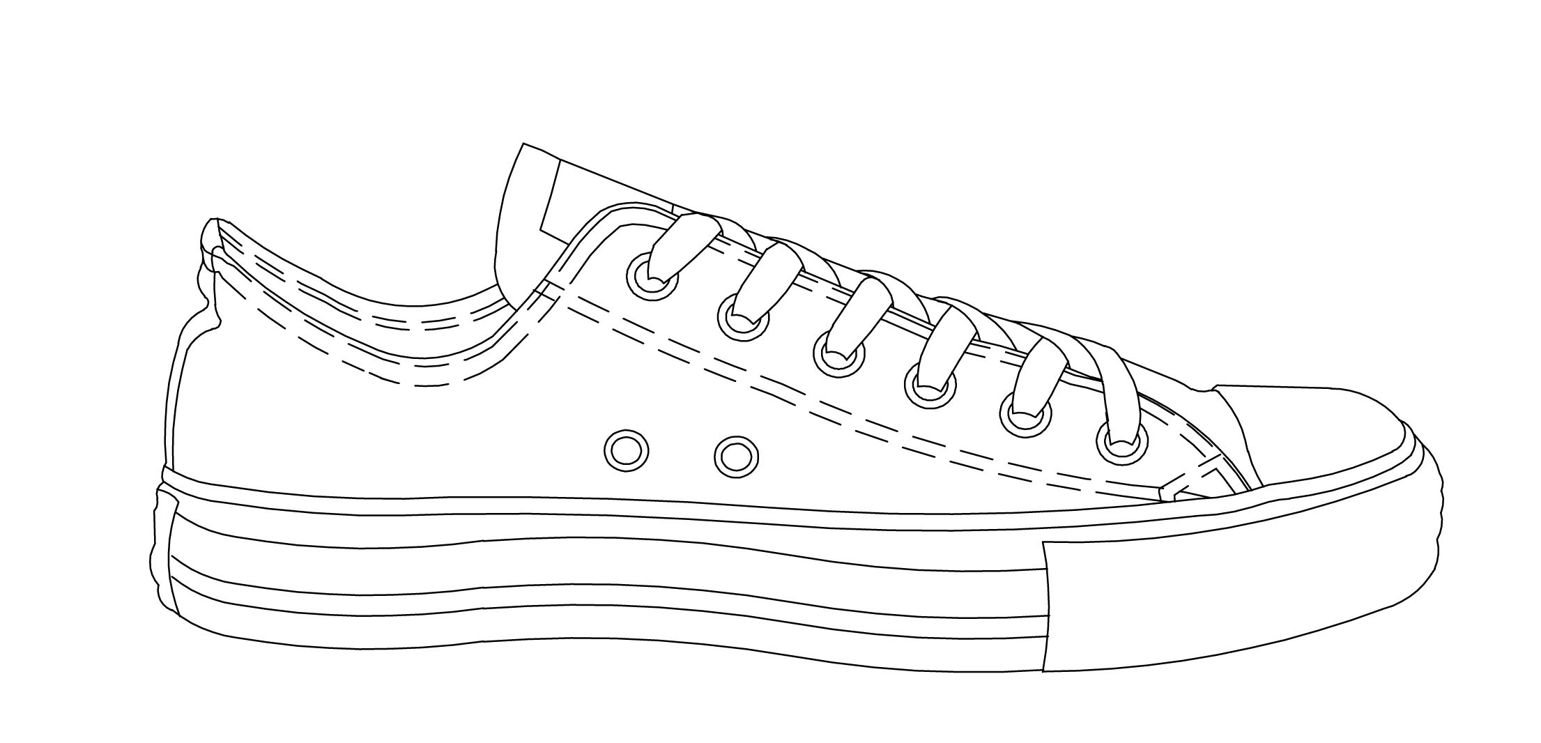 2211x1066 Easy Drawing Of Converse Shoe Drawing Converse Drawing, Easy - Easy Shoe Drawing