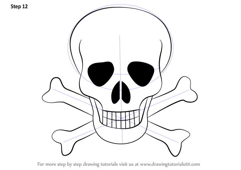 844x598 Learn How To Draw Skull With Crossbones - Easy Skeleton Drawing