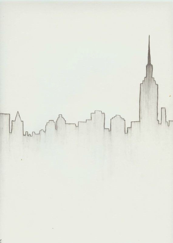 570x803 New York City Skyline Download Products Drawings, Art, City - Easy Skyline Drawing