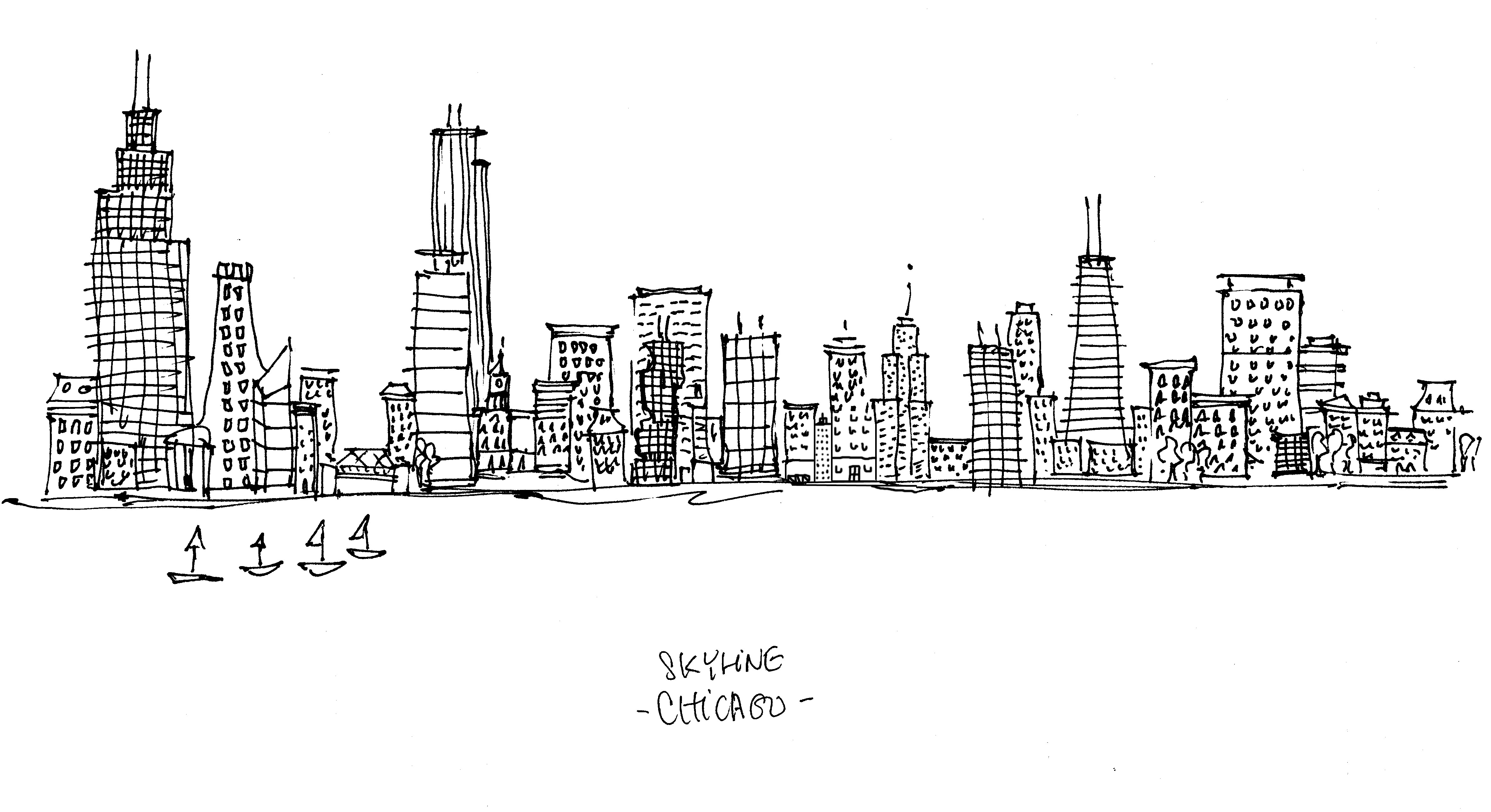4692x2556 Cityscape Drawing Free Download - Easy Skyline Drawing