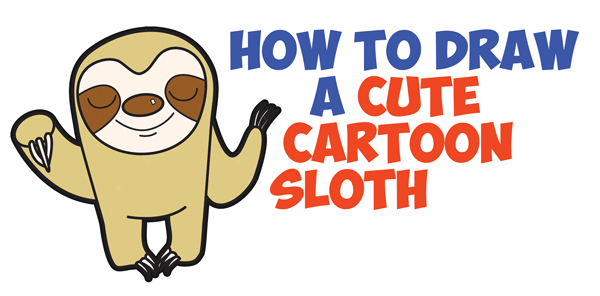 600x296 How To Draw Cute Cartoon Sloth With Easy Step - Easy Sloth Drawing