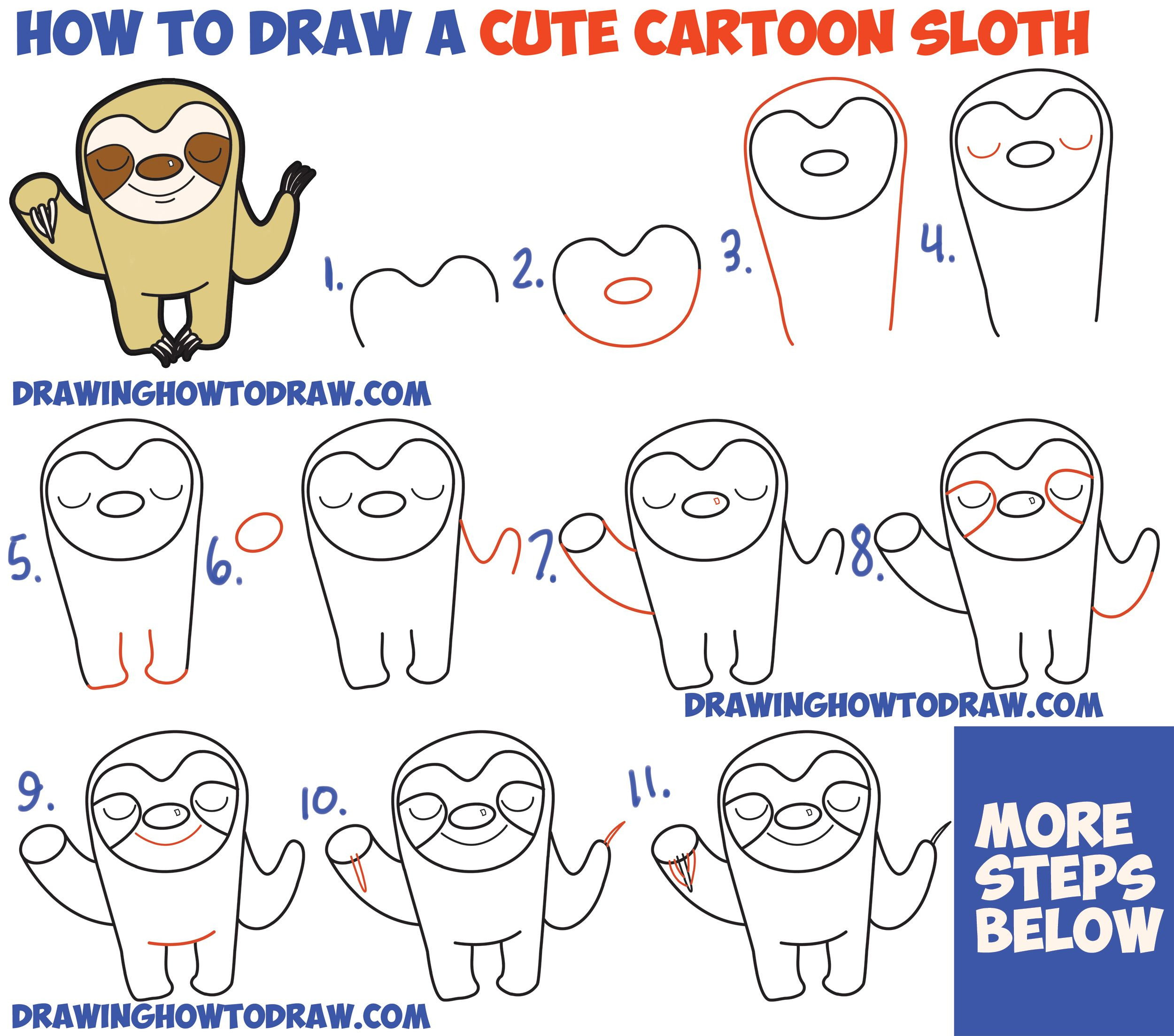 2500x2207 How To Draw Cute And Easy How To Draw Cute Cartoon Sloth With Easy - Easy Sloth Drawing