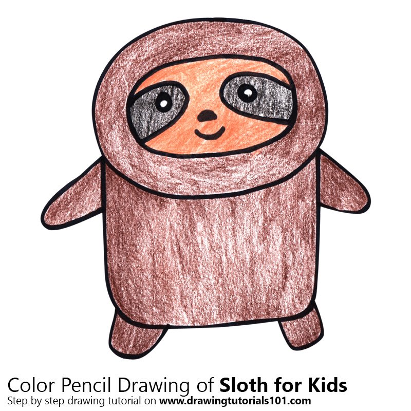800x800 Learn How To Draw A Sloth For Kids - Easy Sloth Drawing