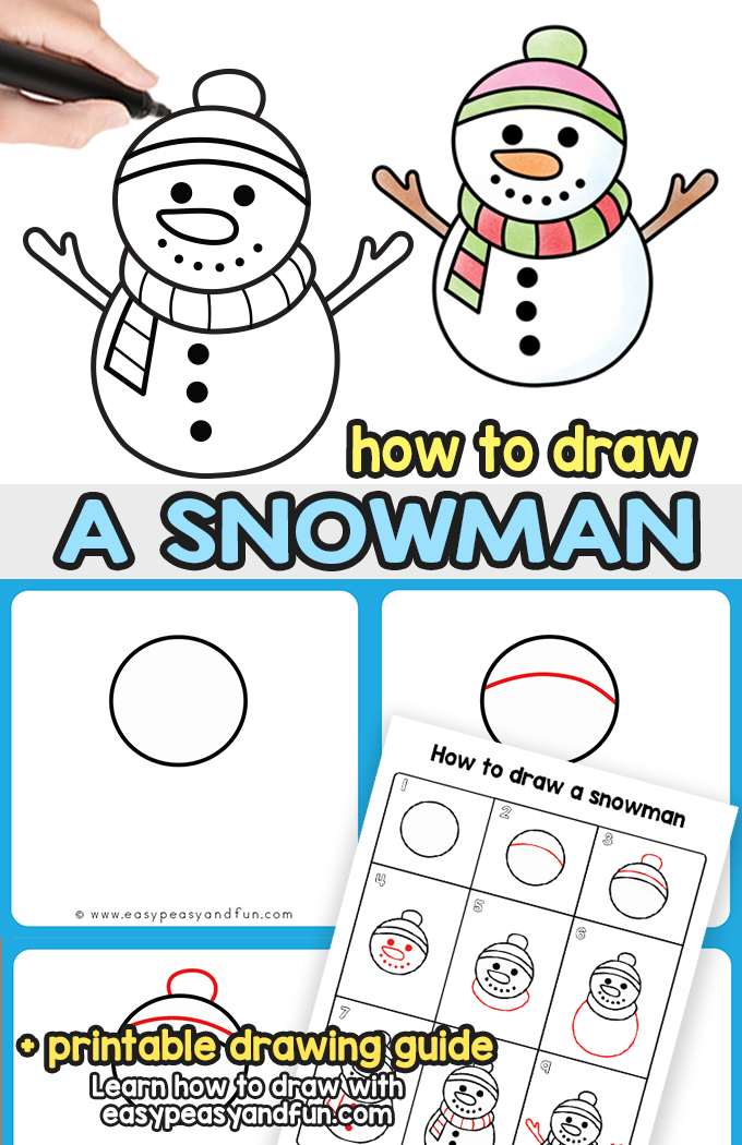 680x1050 How To Draw A Snowman - Easy Snowman Drawing