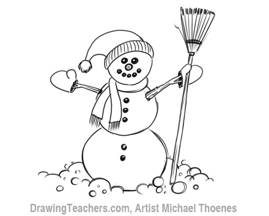 550x442 How To Draw A Snowman - Easy Snowman Drawing