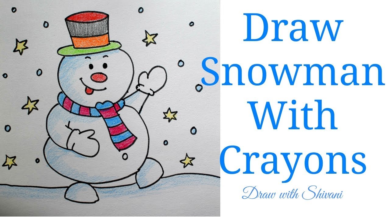 1280x720 how to draw snowman using crayons easy snowman drawing - Easy Snowman Drawing