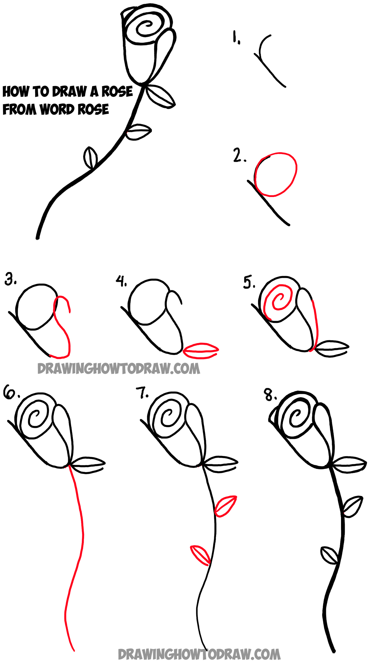 1200x2131 How To Draw A Rose From Word Rose Drawing Tutorial For Kids - Easy Step By Step Drawing Of A Rose