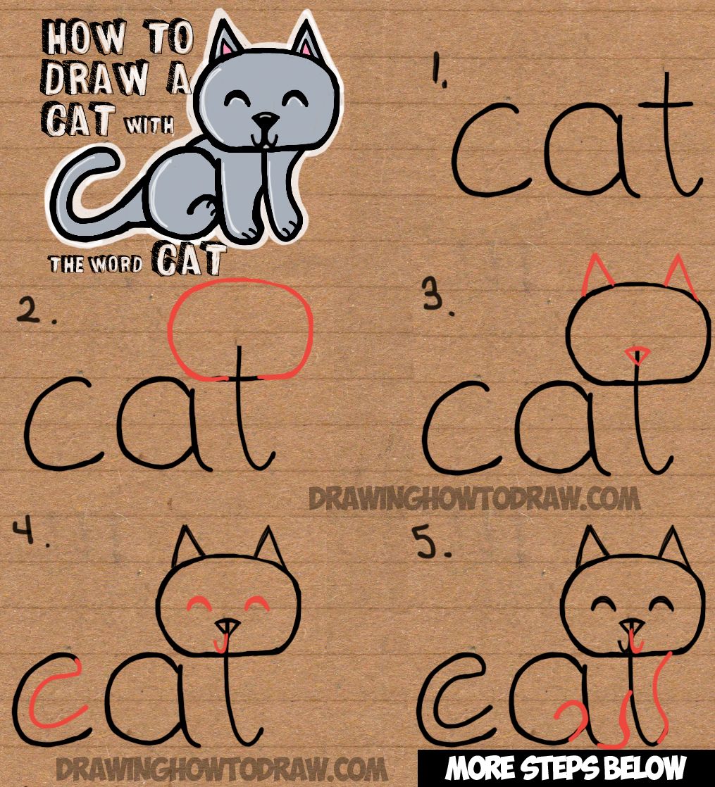 1015x1118 How To Draw A Cat From The Word Cat Easy Drawing Tutorial For Kids - Easy Steps Drawing A Cat