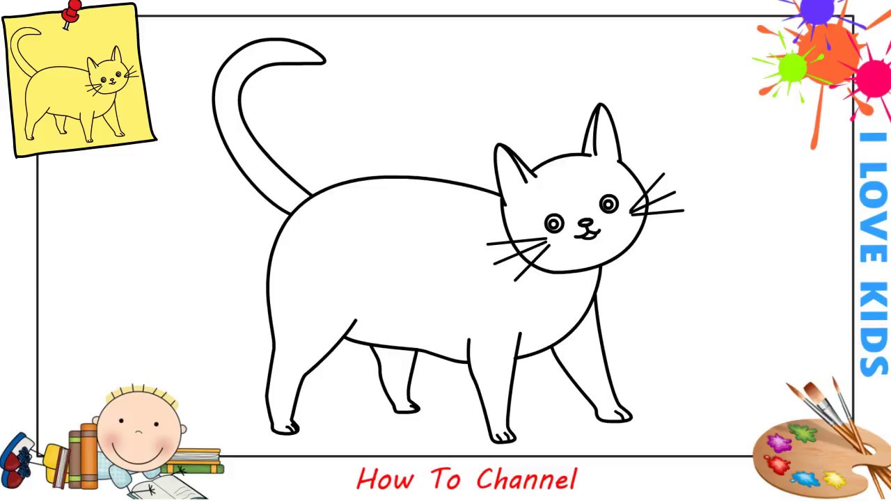 1280x720 How To Draw A Cat Easy Step - Easy Steps Drawing A Cat