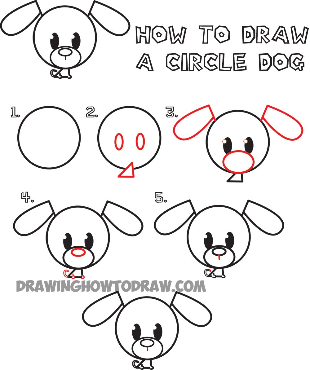 1000x1194 Big Guide To Drawing Cute Circle Animals Easy Step - Easy Steps Drawing A Dog