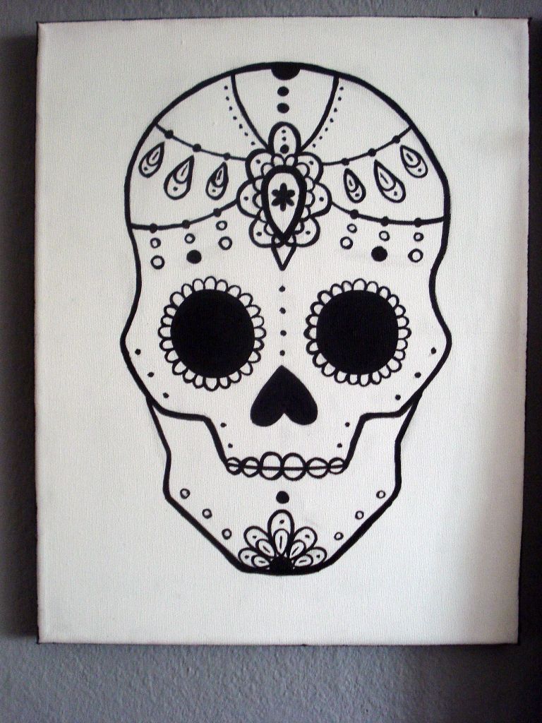 768x1024 Graphic Sugar Skull Painting Steps - Easy Sugar Skull Drawing